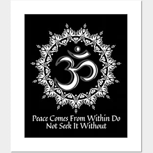 Buddha Quote, Peace comes from within Om symbol Posters and Art